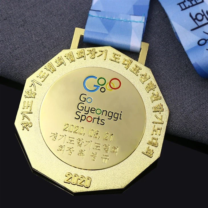 Metal Gold Medal Souvenir Sports Medal With Ribbon